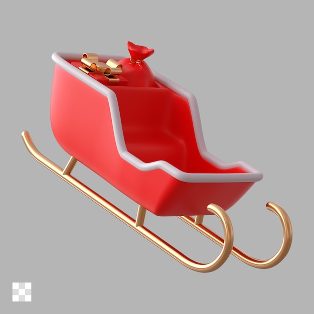 PSD christmas sled with gifts 3d icon