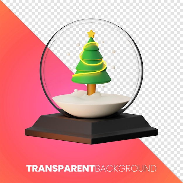 christmas snow globe icon 3d rendering on isolated background