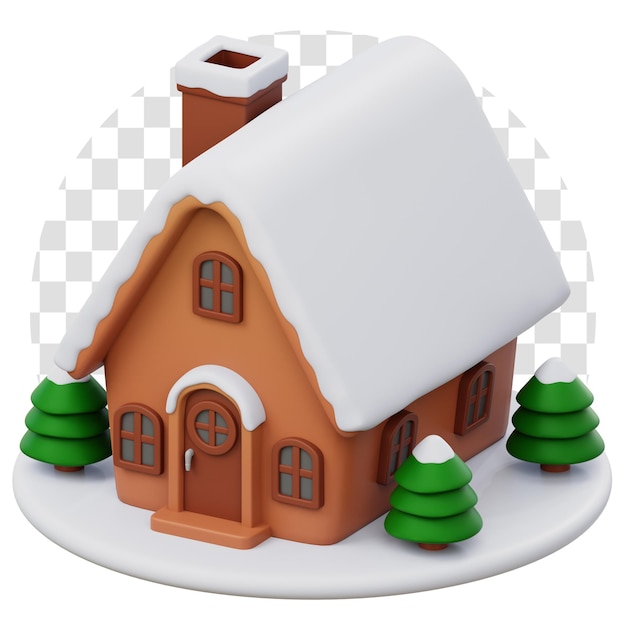 Christmas snow house 3d icon isolate transparent background