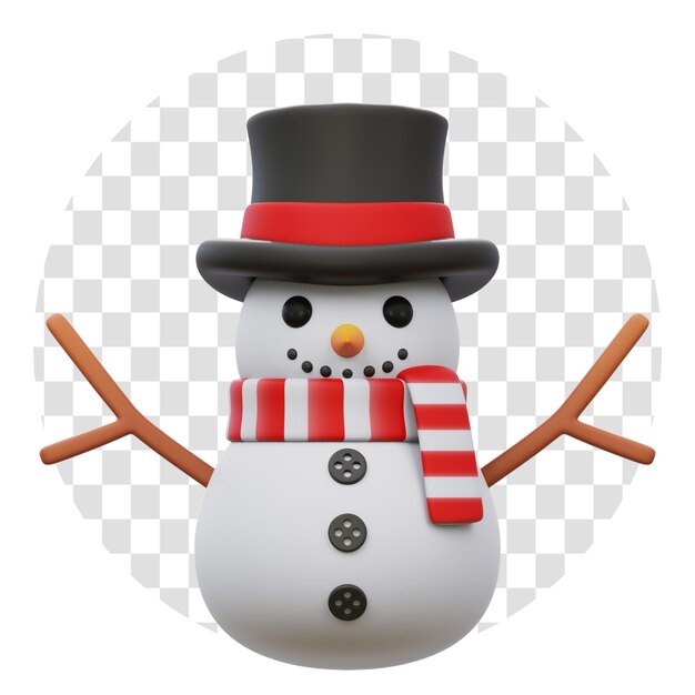 PSD christmas snowman 3d icon isolate transparent background