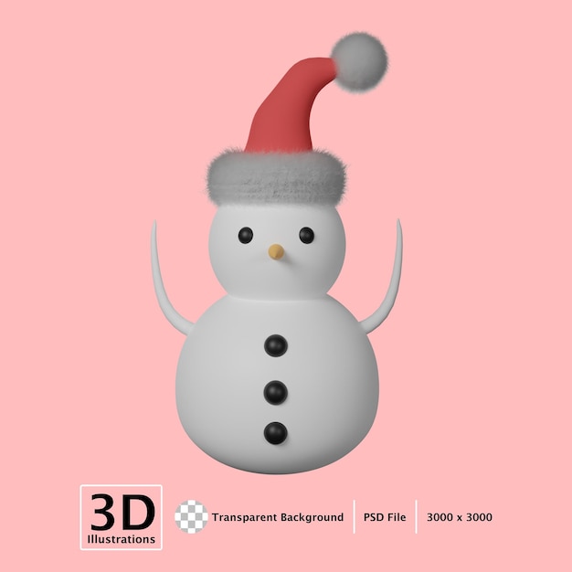 christmas snowman 3d illustration