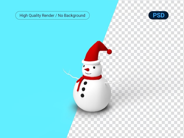 Christmas Snowman 3D Object high-quality render