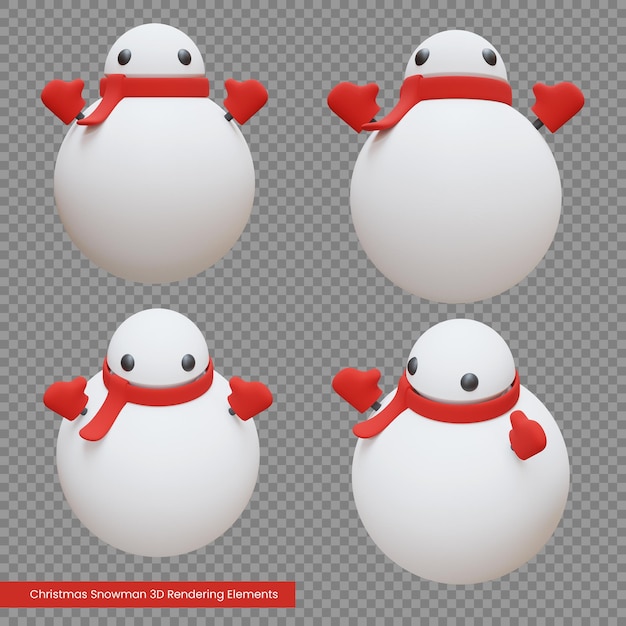 PSD christmas snowman 3d rendering elements