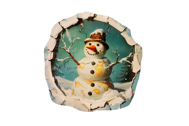 PSD christmas snowman cut out old fashioned warm photo