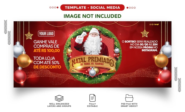 Banner di social media natalizio buono acquisto assegnato