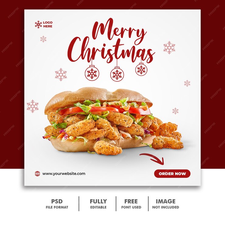 Premium PSD | Christmas social media post for restuarant delicious menu ...