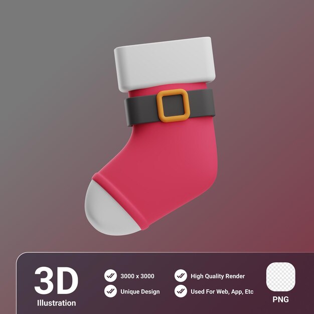 PSD christmas sock 3d illustration