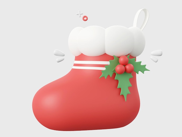 PSD christmas sock christmas theme elements 3d illustration