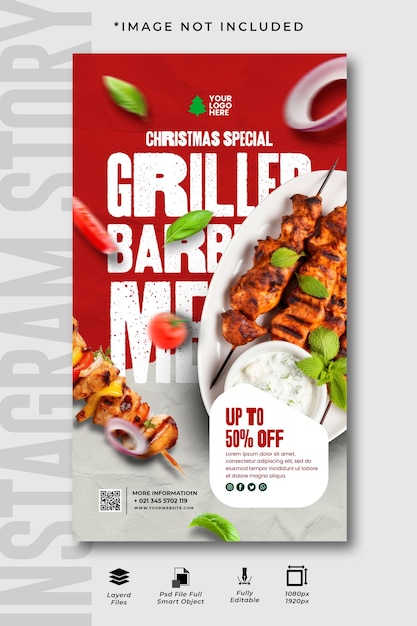 Christmas special grilled barbeque instagram story template