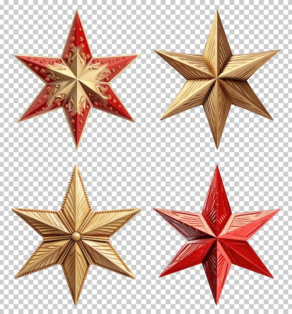 Christmas star hexagram set isolated on transparent background