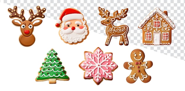 PSD christmas sugar cookie set and cute design gingerbread cookies