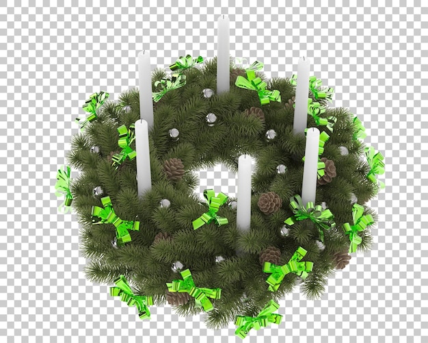 Christmas table decoration with candles on transparent background. 3d rendering - illustration