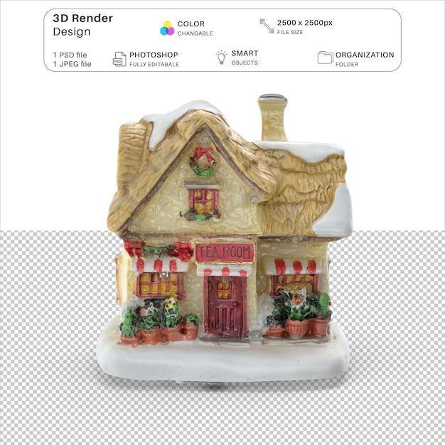 christmas tea house decoration 3d modeling psd file