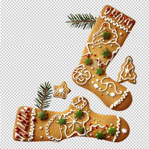 PSD christmas tehemed decorative elements gingerbread santa on isolated background