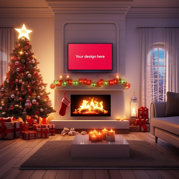 PSD christmas townscape mockup