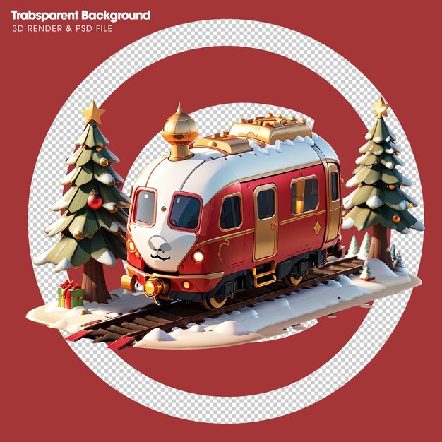 Treno di natale su uno sfondo trasparente merry christmas concept