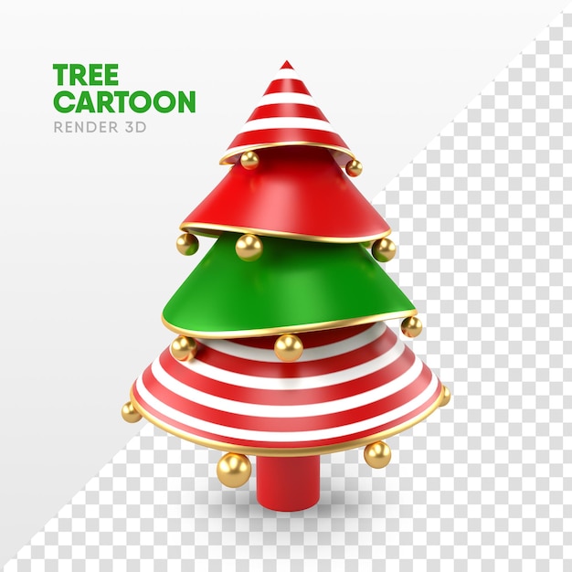 PSD l'albero di natale in 3d rende nel formato del fumetto per il modello e la composizione di natale