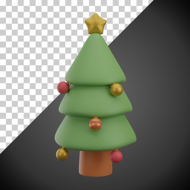 Christmas tree 3d render illustration icon