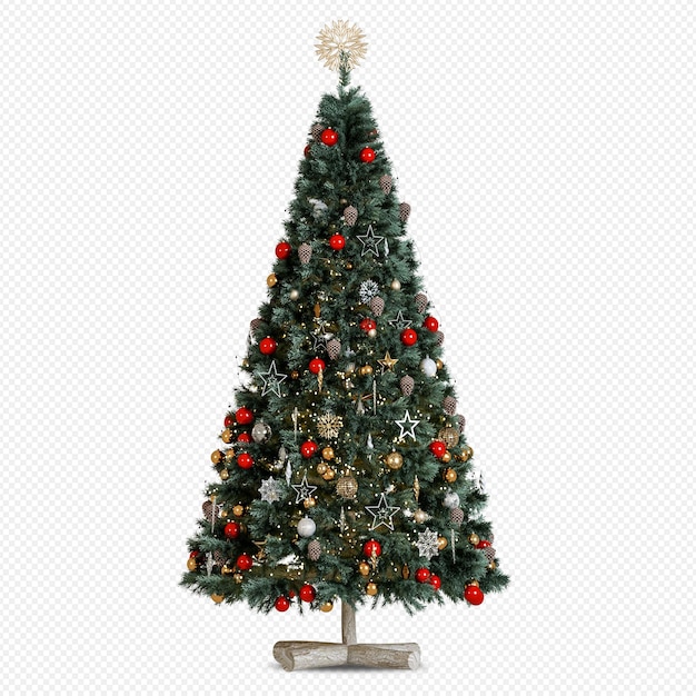 PSD christmas tree in 3d rendering isolated