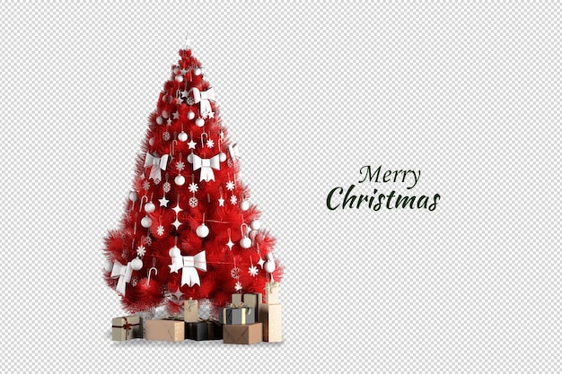 Albero di natale e poltrona in rendering 3d