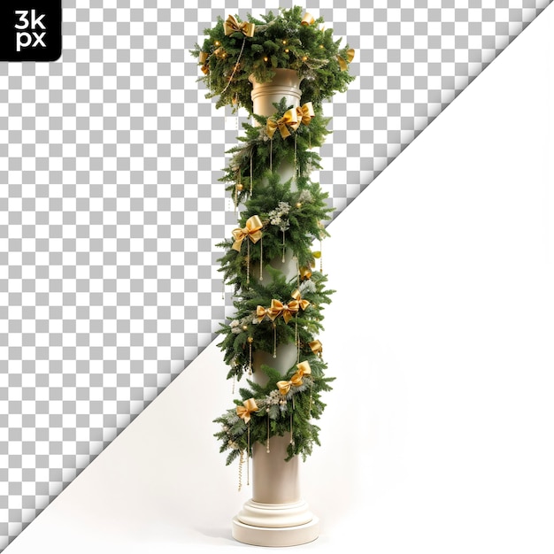 Christmas tree branch column isolated on transparent background