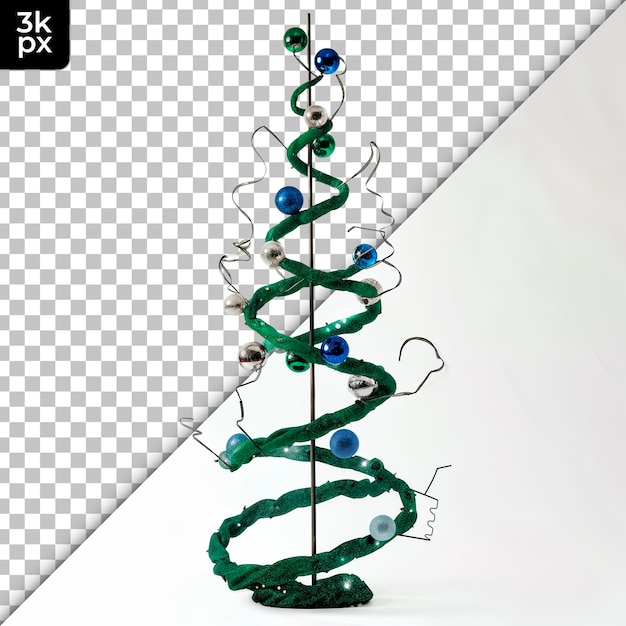 PSD christmas tree branch spiral sculpture isolated on transparent background