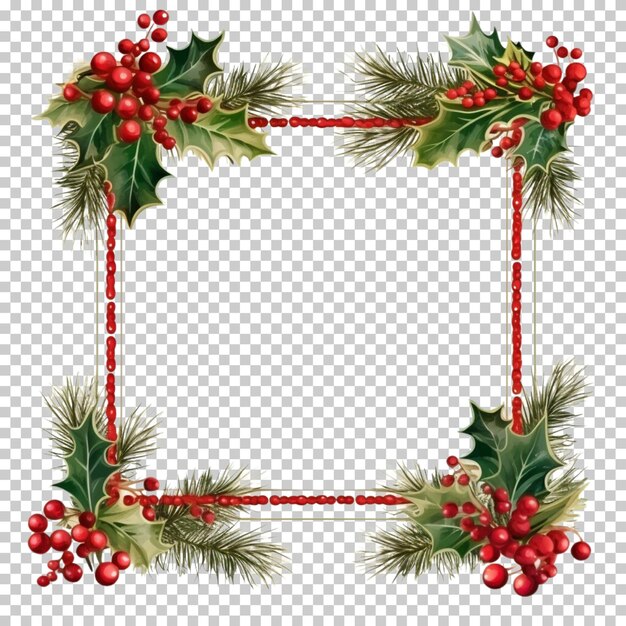 PSD christmas tree frame snowman santa hat gift cookie ornaments on isolated on transparent background