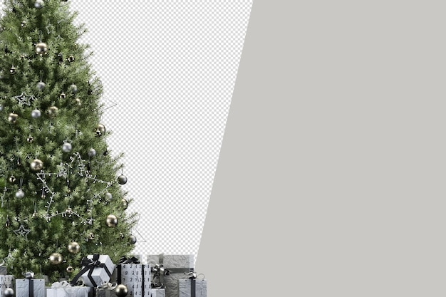 PSD regali e poltrona dell'albero di natale in 3d resi isolati