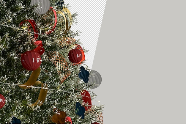 PSD christmas tree gifts and armchair in 3d rendered isolated