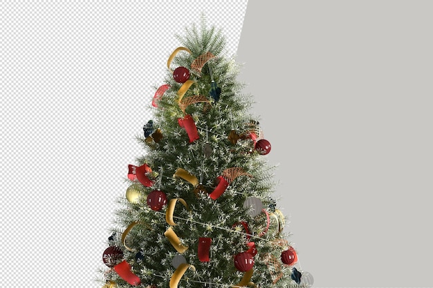 Regali e poltrona dell'albero di natale in 3d resi isolati