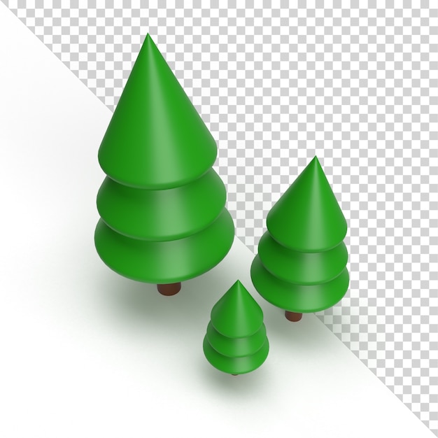 PSD albero di natale isolato nel rendering 3d