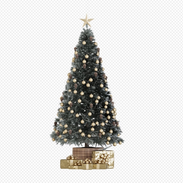 PSD christmas tree isolated on transparent background