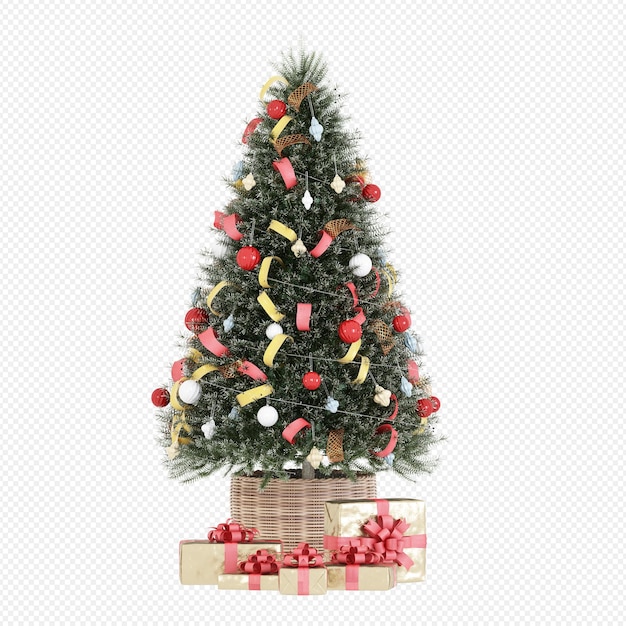 PSD christmas tree isolated on transparent background