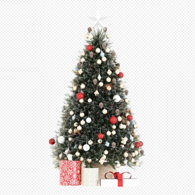 PSD christmas tree isolated on transparent background