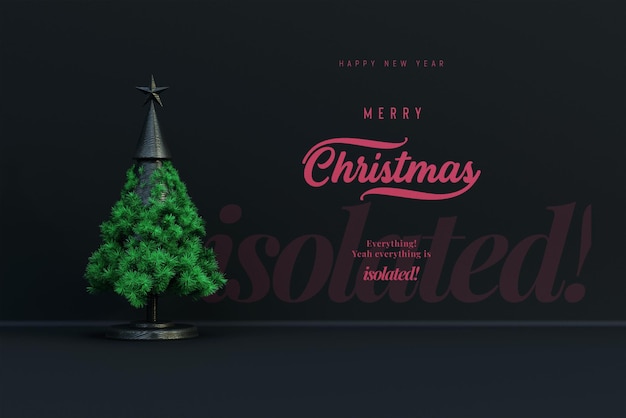 Christmas tree new year ornamental background mockup 3d illustration