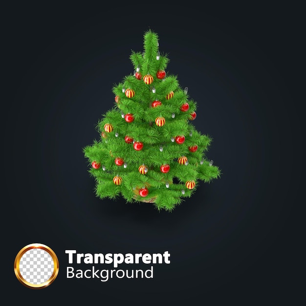 PSD Рождественская елка на прозрачном фоне. 3d визуализация