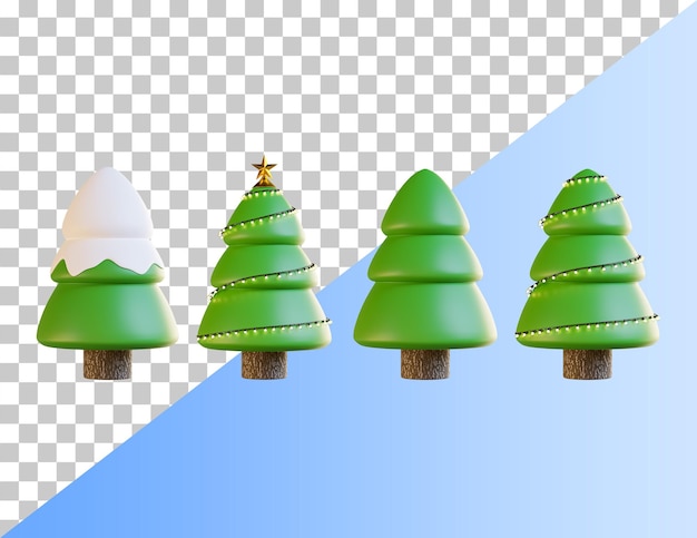 Christmas tree with 3d gift box on the podium and christmas ornaments