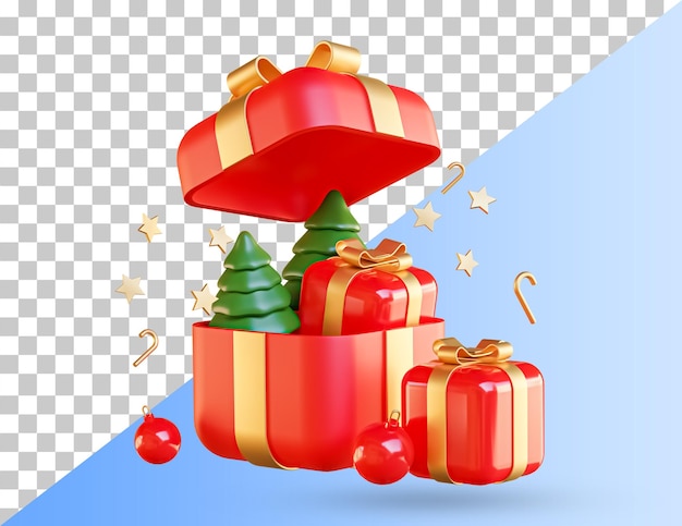 PSD クリスマスツリー, ∥で∥, ３ｄ, 開いた, ギフト用の箱, クリスマス, 装飾