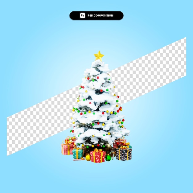 Christmas tree with decorations 3d render illustration isolated