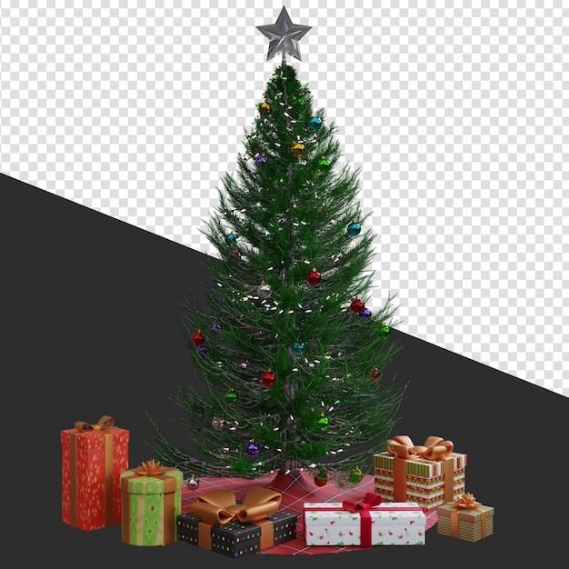 ギフト3Dレンダリングのクリスマスツリー