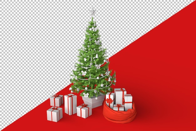 PSD christmas tree with presents gift boxes