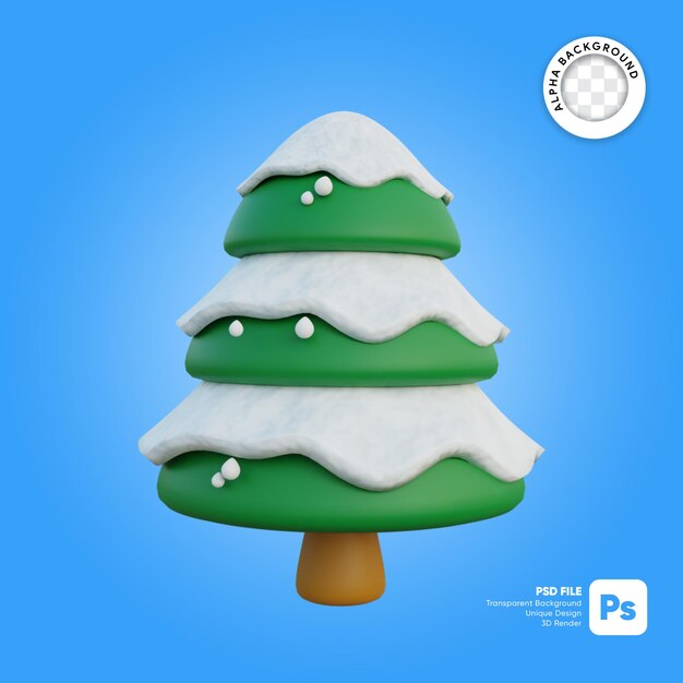 Albero di natale con oggetto 3d di neve