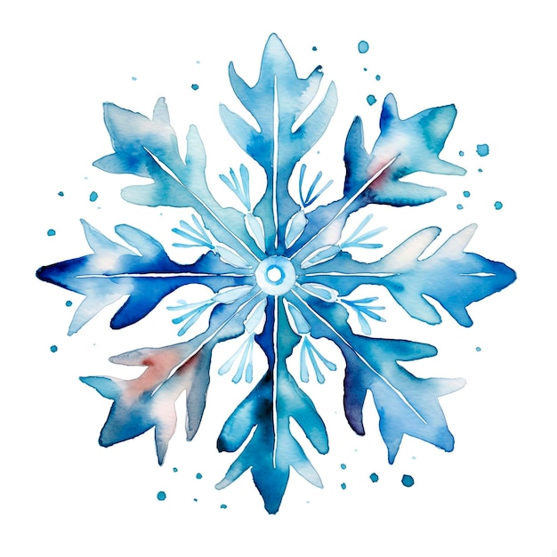 PSD christmas watercolor snowflake illustration with unique pattern