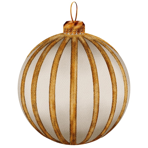 PSD 金色のストライプのクリスマス・ホワイト・ボール 新年のボール おもちゃ