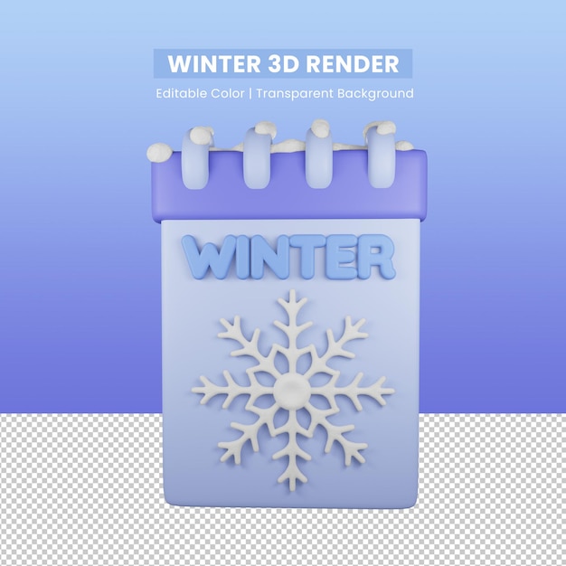 Christmas winter 3d rendered of calendar