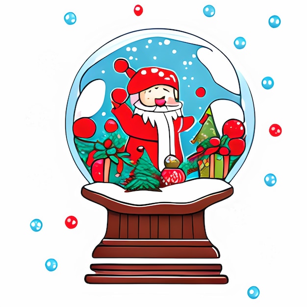 Christmas winter crystal ball illustration design with santa and presents