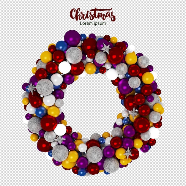 Christmas wreath 3d rendering