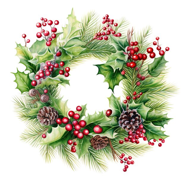 PSD christmas wreath for christmas event watercolor style ai generated