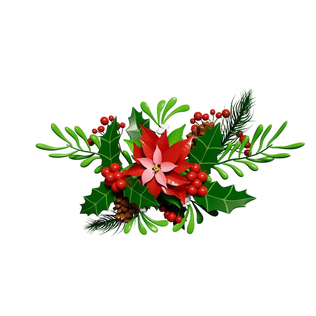 クリスマス リースと要素の 3 D イラストレーション