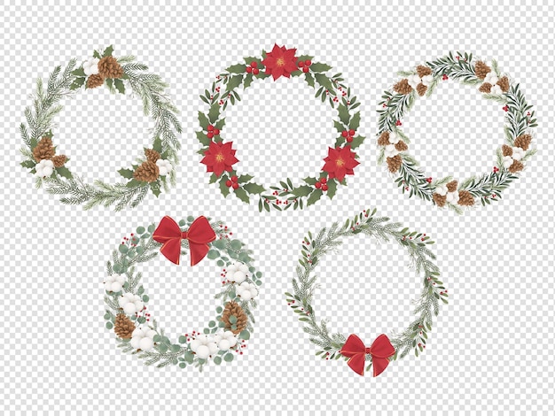 Christmas Wreath Festive Element V5 in Photoshop PSD